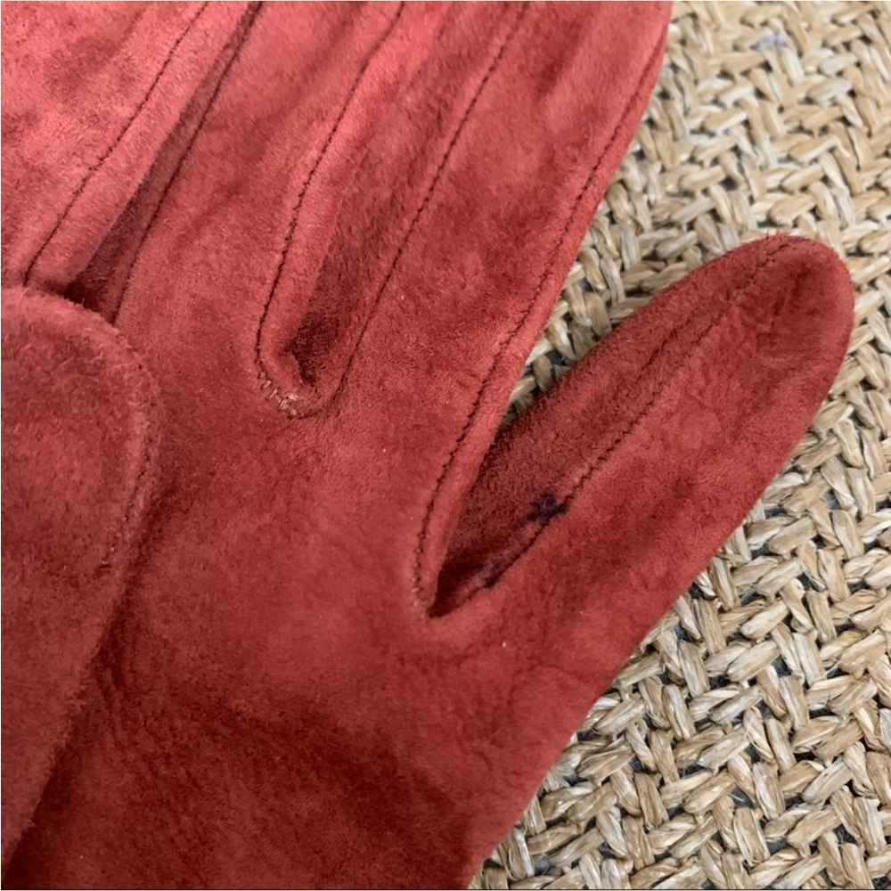 Ann Taylor Genuine Suede Leather Brick Gloves Size 7 - Picture 5 of 8